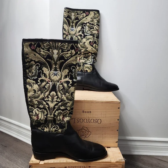 Seychelles Vintage "Pinta" Tapestry Mid Calf Pull On Riding Boot Size 8.5 - Picture 6 of 13
